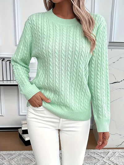 Pull en maille torsadée pour femmes - Pull doux et élégant pour le printemps et l'automne
