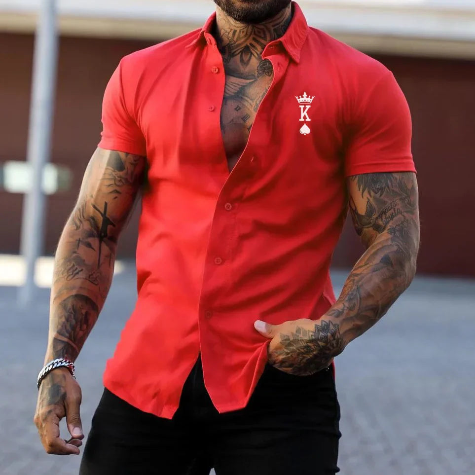 KINGZ - Camisa ajustada de manga corta en tejido elástico