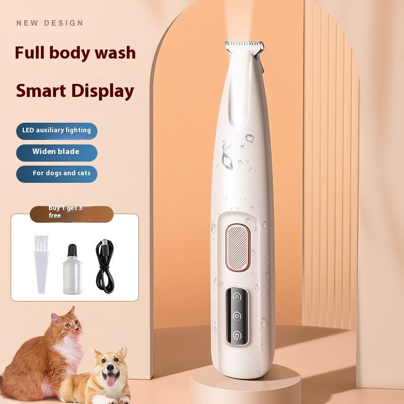 Tondeuse étanche pour chiens et chats avec lumière LED et lame large en acier inoxydable