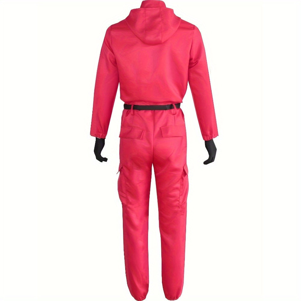 Unisex Halloween jumpsuit with long sleeves, zipper, and hood