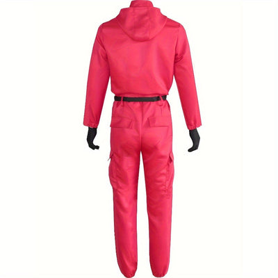 Unisex Halloween jumpsuit with long sleeves, zipper, and hood