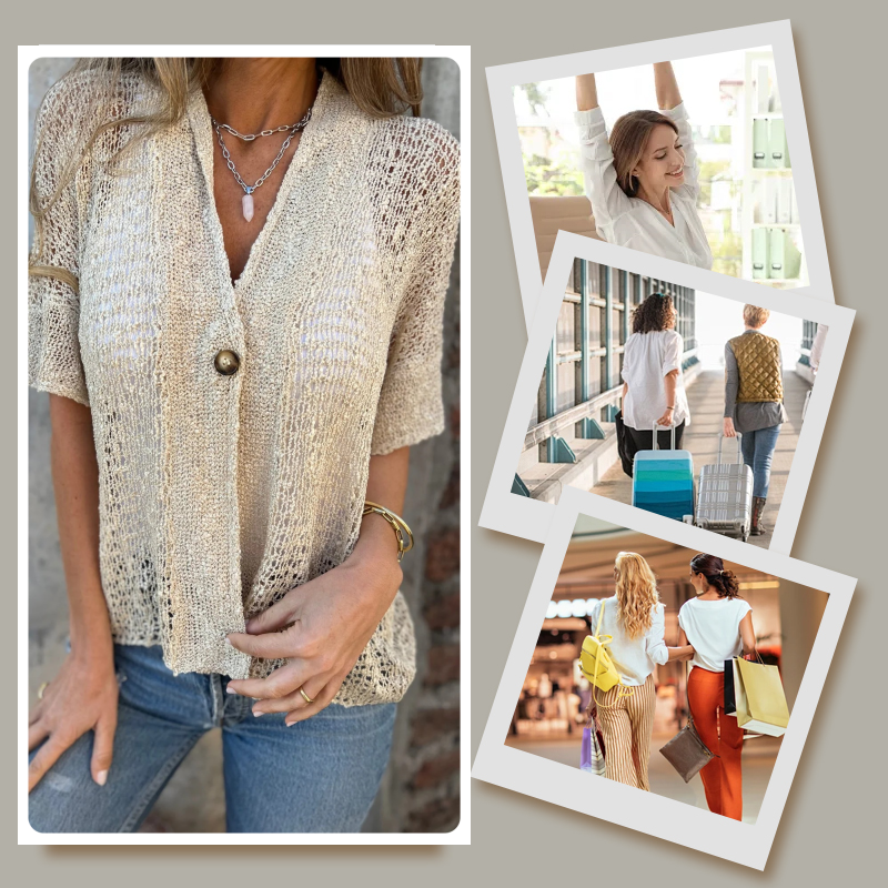 Paloma | Blusa a maniche corte con scollo a V e bottoni 
