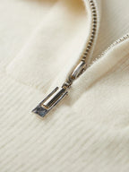 Beige uldtrøje med lynlås i halsen til mænd