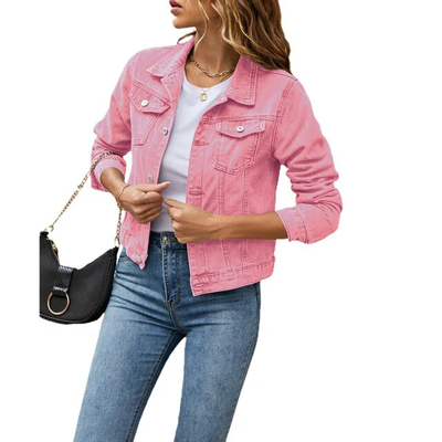 Chaqueta vaquera para mujer: diseño corto atemporal con cierre de botones. 