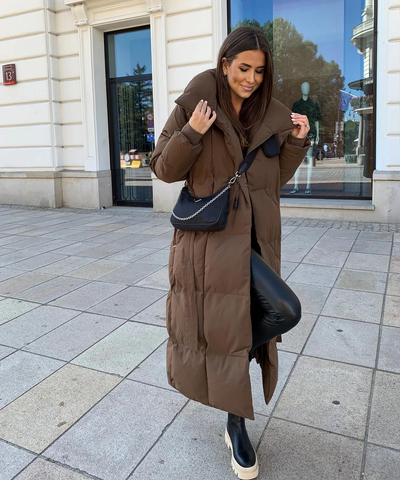 Elegant langt bæltefrakke til kvinder – Chic og varm overtøj