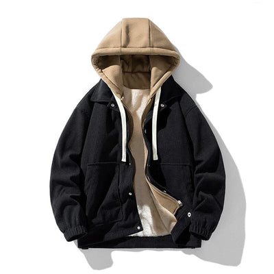 Chaqueta de pana con capucha para hombre - Forrada