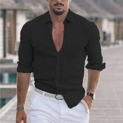 Finn | Chemise en lin pour homme à col rabattu