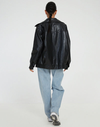 Veste en cuir surdimensionnée et élégante - Confortable et tendance pour tous les jours