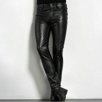 Brent | Pantalones negros de piel sintética para hombre