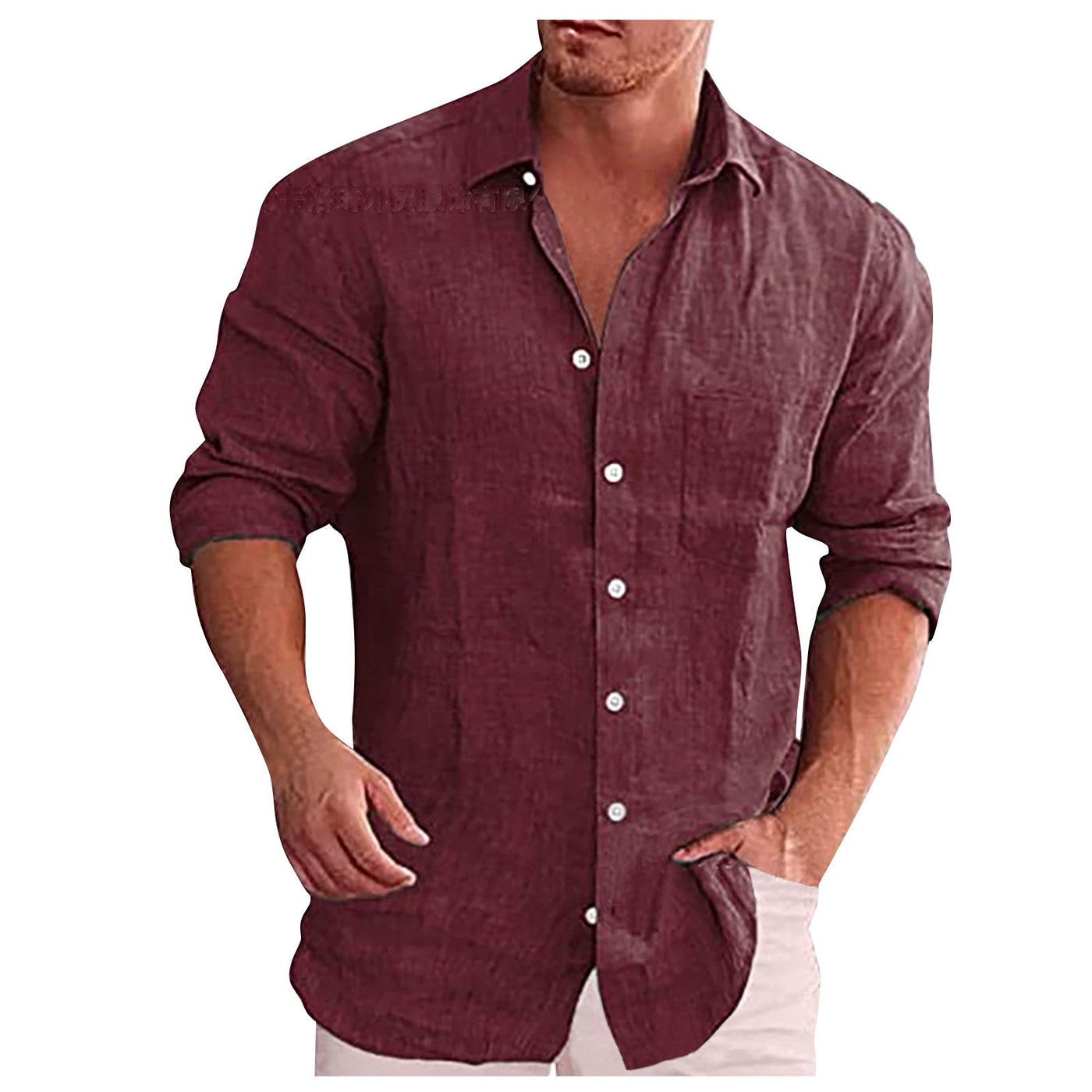 Lars | Camisa casual de lino para hombre con cuello vuelto