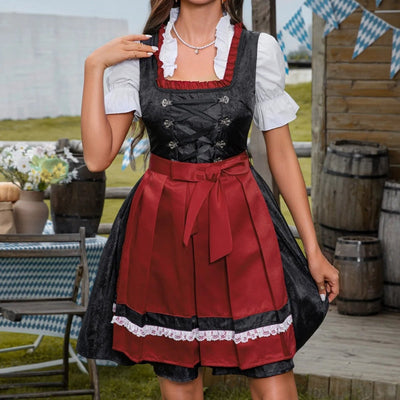 Bavyera Dirndl Elbise | Önlüklü Klasik Kesim | Oktoberfest