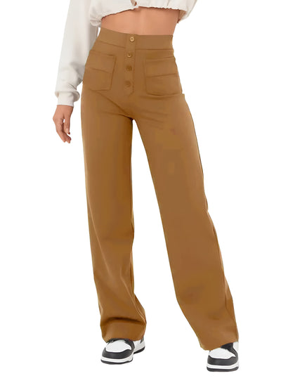 Pantalon Greta - Pantalon élastique taille haute avec élégance à jambes larges