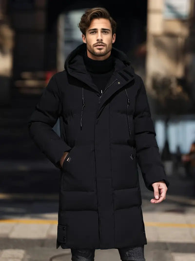 Veste d'hiver à manches longues pour hommes, décontractée, couleur unie, avec capuche