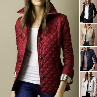 Veste à carreaux élégante pour femmes avec col à revers