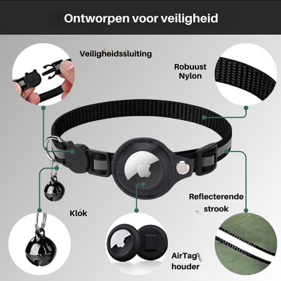 Collier GPS CAT avec fermeture à déclenchement rapide et design réfléchissant pour une meilleure visibilité nocturne