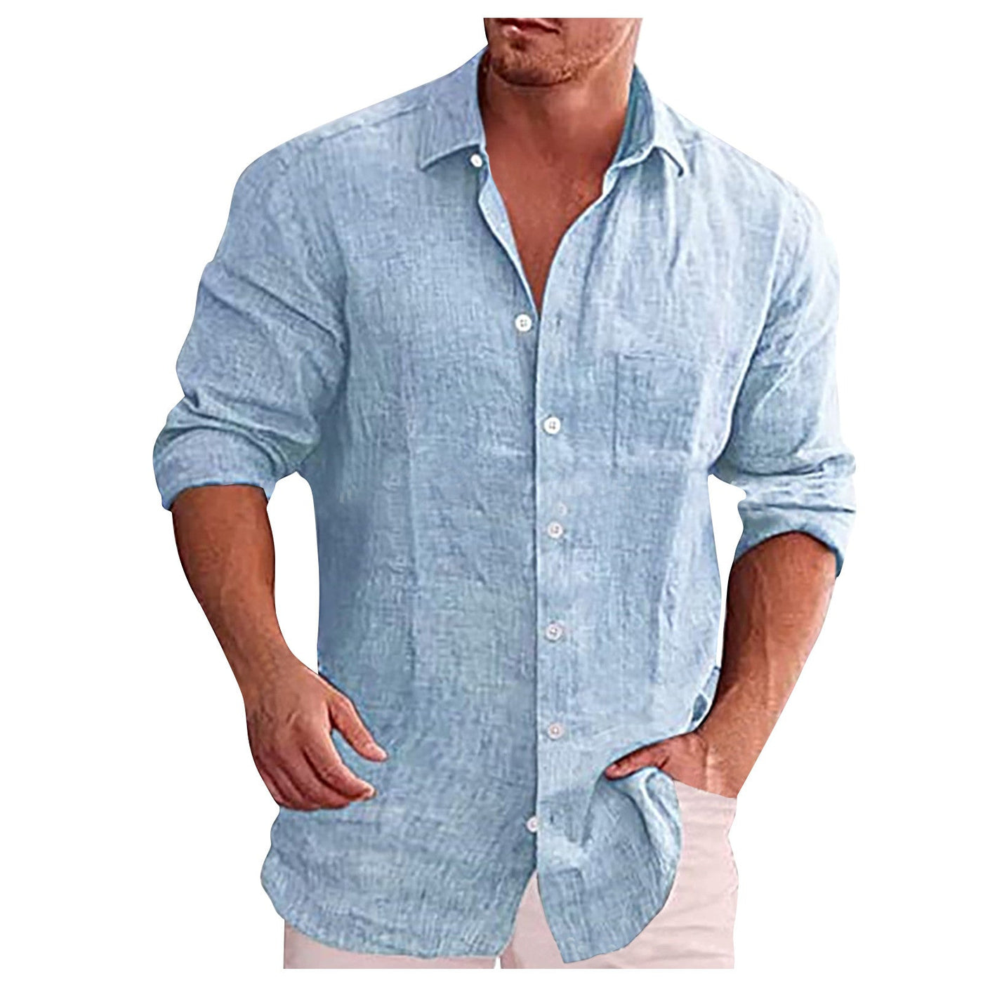 Lars | Camisa casual de lino para hombre con cuello vuelto