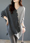 Asymmetrical knitted patchwork shirt with loose fit for women