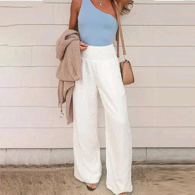 Romy - Pantalón ancho de verano con cintura fruncida