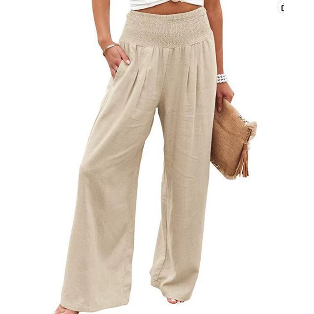 Romy - Pantalón ancho de verano con cintura fruncida
