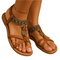 Sandalias de verano bohemias para mujer con tiras de cuentas y tira en el tacón