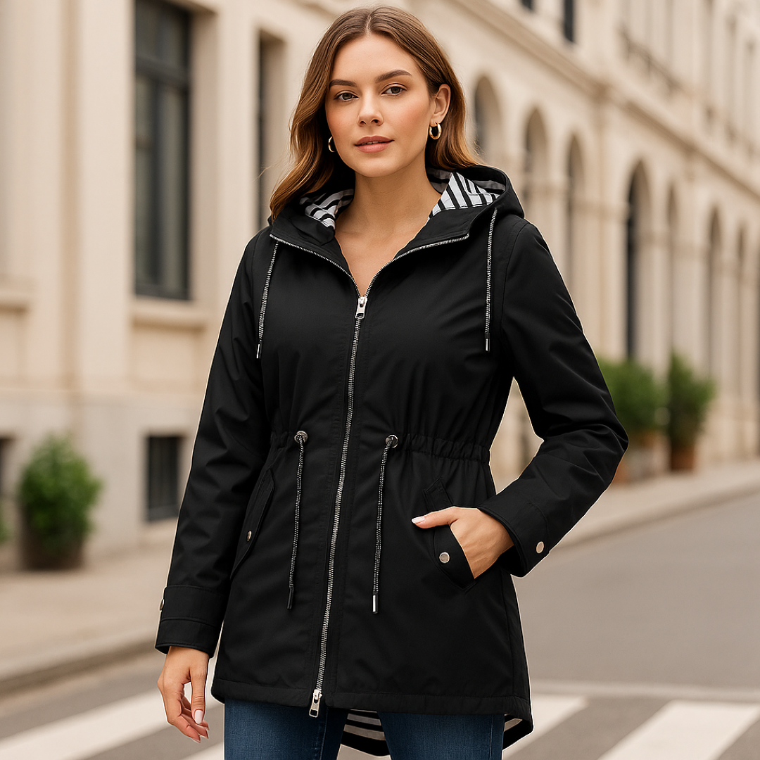 Beatrice | Parka imperméable - coupe ajustable avec doublure de capuche rayée