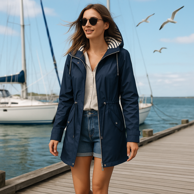 Beatrice | Parka imperméable - coupe ajustable avec doublure de capuche rayée