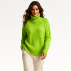 Striktrøje til kvinder med tekstureret mønster | Høj hals | Blød og behagelig til efterår og vinter