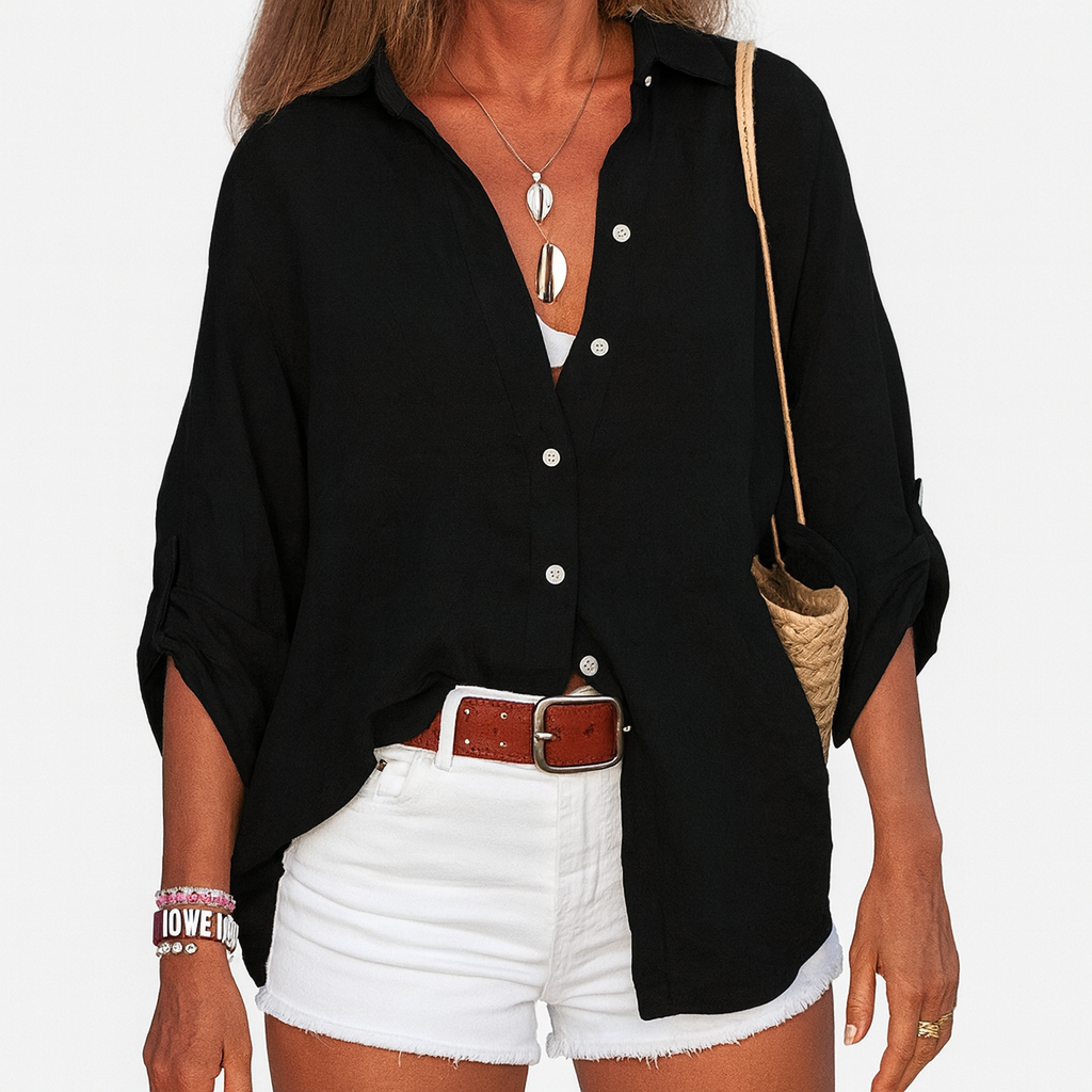 Linen blouse black