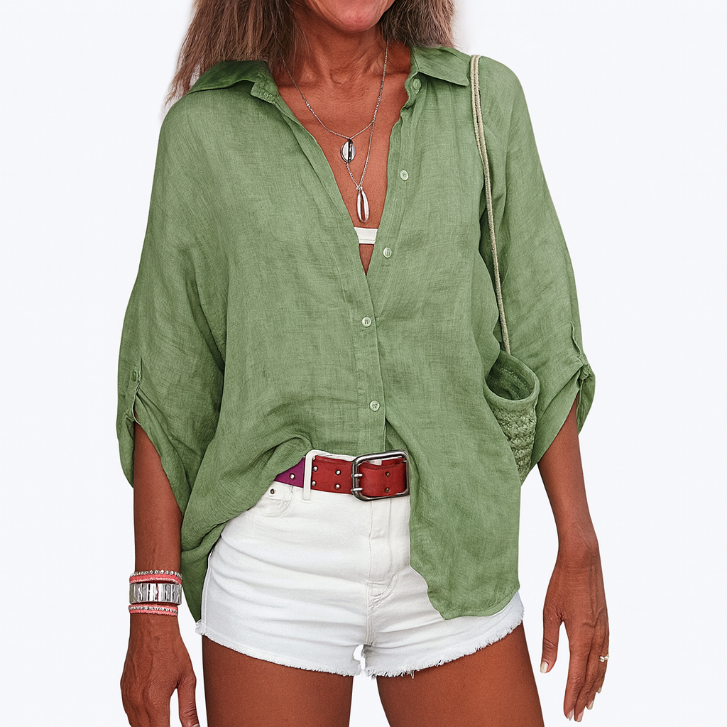 Linen blouse green