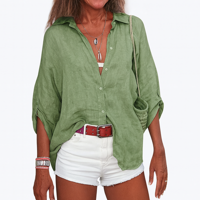 Linen blouse green