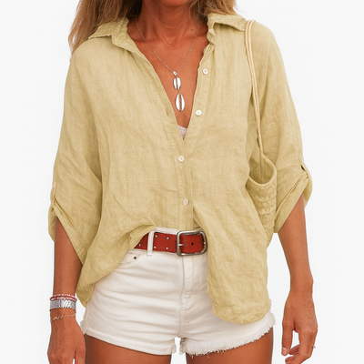 Linen blouse light brown