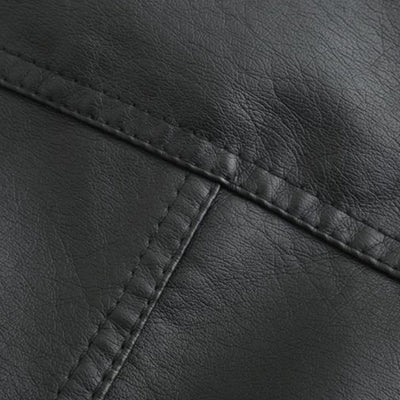 Veste en cuir à col montant pour femmes