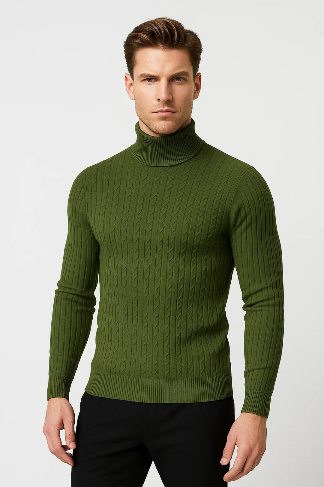 IClosam Pull Tricoté Zippé Homme – Maille Torsadée Col Officier – Style Classique Et Chaleur