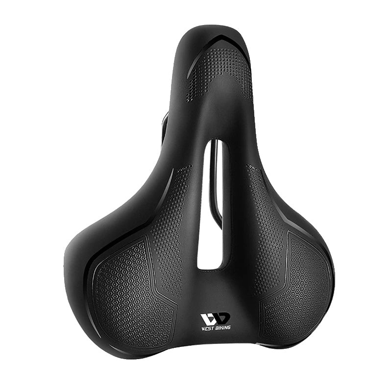 Selle de vélo ergonomique noire avec design respirant, idéale pour cyclisme, confort et performance. Accessoire vélo haute qualité.