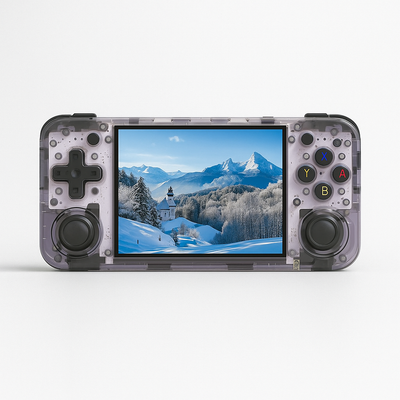 Retro handheld gaming console violet