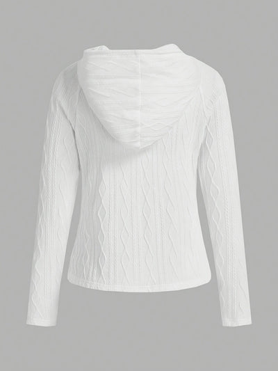 CozyCharm - Chaqueta con capucha y cremallera para mujer con aspecto de punto 