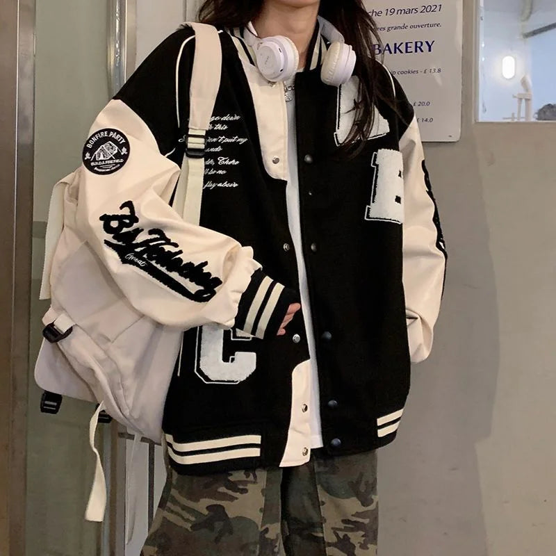 Willeke - veste de baseball bomber surdimensionnée vintage pour femme