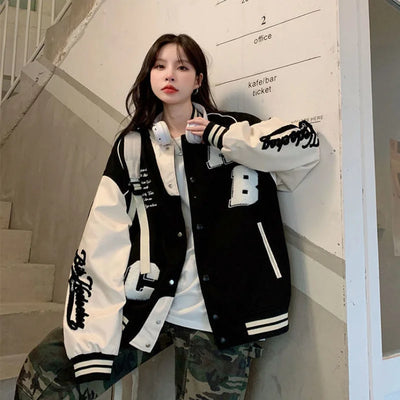 Willeke - veste de baseball bomber surdimensionnée vintage pour femme