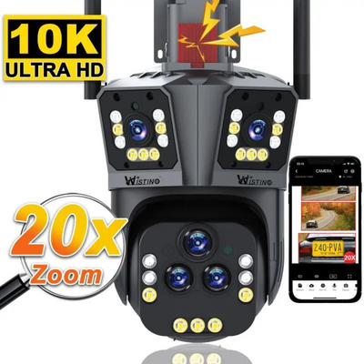 Cámara de seguridad inalámbrica 10K con 20 MP y zoom 20x - DualGuard Ultra 10K