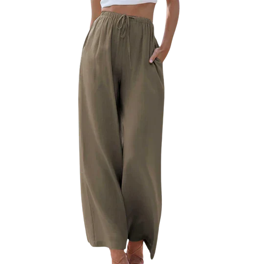 Anivia | Pantalon Elegant En Coton-Lin