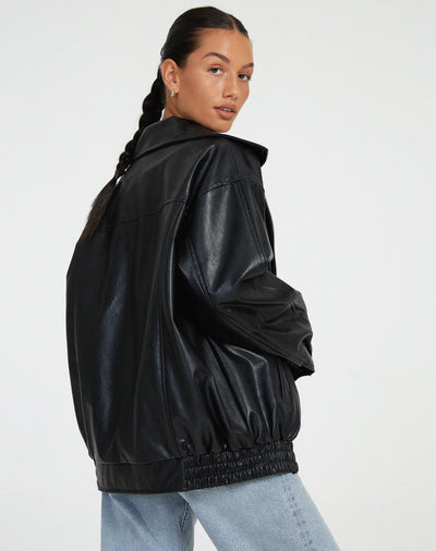 Veste en cuir surdimensionnée et élégante - Confortable et tendance pour tous les jours