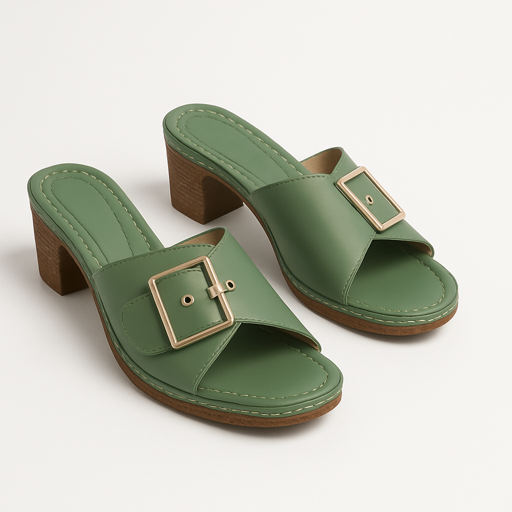 Women's Leather Sandals dark green