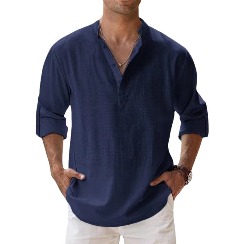 Camisa de lino para hombre: transpirable y elegante para primavera y verano.