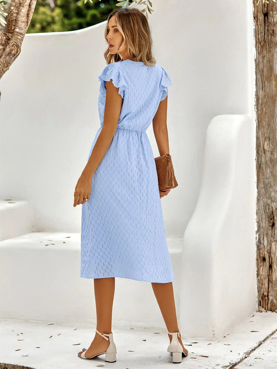 Iskaris – Elegante vestido de algodón con mangas ondulantes