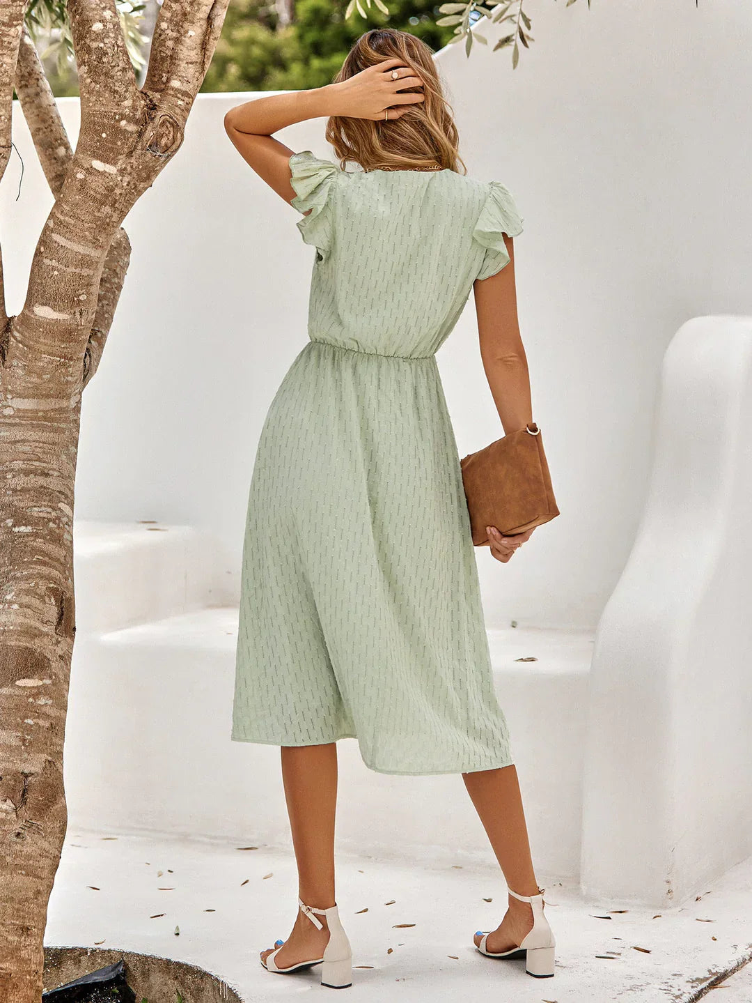 Iskaris – Elegante vestido de algodón con mangas ondulantes
