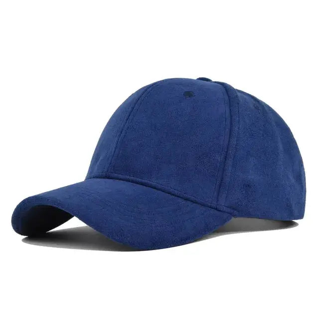 Casquette bleue en velours, style décontracté, avec visière incurvée. Accessoire de mode tendance pour homme et femme, idéal pour toutes saisons.