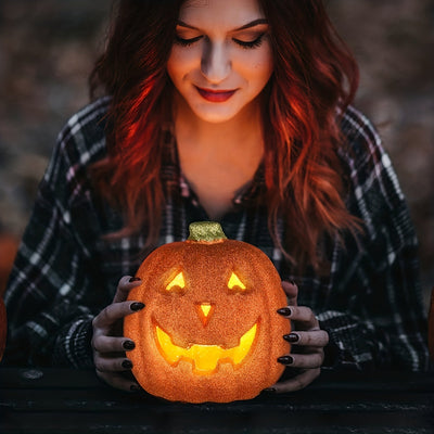 Halloween ışıklı balkabağı - Pille çalışan Jack O'Lantern dekorasyonu