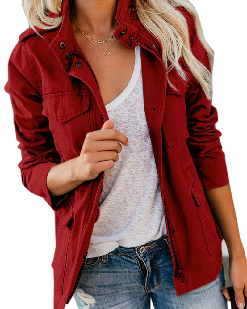 Veste intermédiaire élégante en coton mélangé avec poches pratiques - Femmes