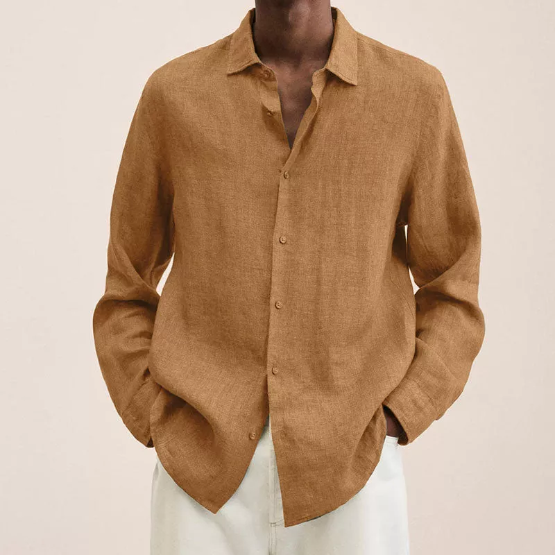 Noah | Camisa casual de lino con cuello vuelto