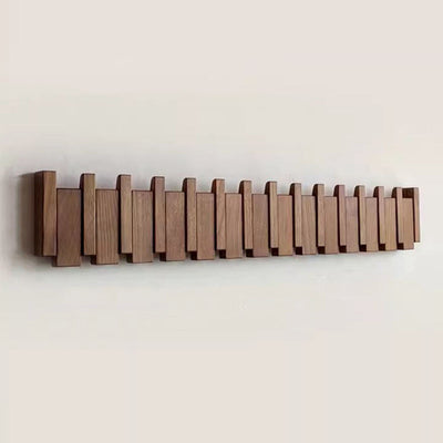 Perchero de pared de madera - Perchero de piano hecho a mano con ganchos desplegables